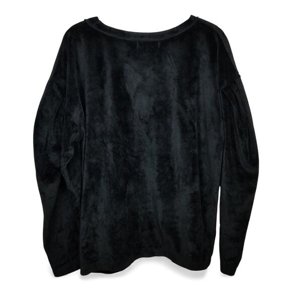 LUCKY & BLESSED Black Velvet Top w/ Puff Shoulders & Long Sleeves - M - Picture 3 of 6